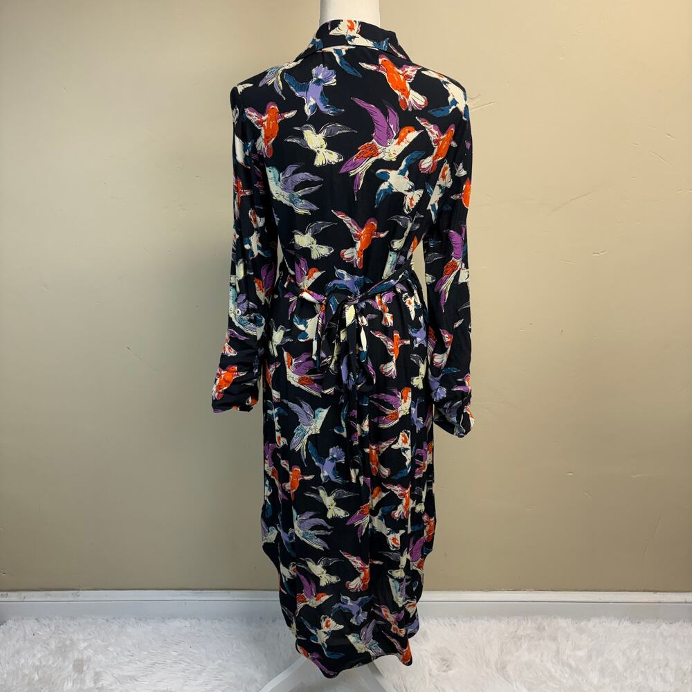 Anthropologie Maeve Martina Songbird Midi Shirt Dress Tie Belt Size 8 - Picture 5 of 9